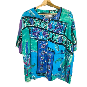 90s Sealife Vibrant Patterned Top